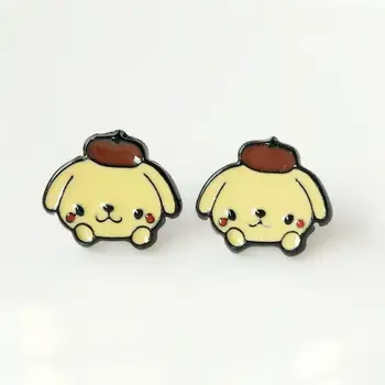 

1 Pair new cute Cartoon Anime Pudding dog Metal Stud Earrings Men Women Ear Cosplay Toy Figures gift