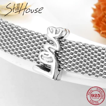 

100% Authentic 925 Sterling Silver Letter charms Love clips beads Fit Original reflection Charm Bracelet Fashion DIY Jewelry