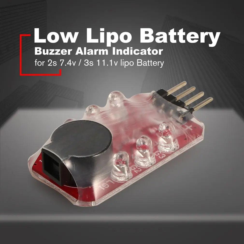 Testeur de voltmètre à LED pour batterie LiPo faible, indicateur d'alarme sonore, haut-parleur unique pour batterie LiPo 2s, 7.4V, 3S, 11.1V