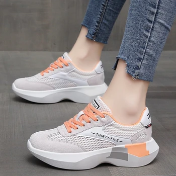 

Women Chunky Platform Sneakers Ulzzang Designers Fashion Mesh Casual Shoes Woman Breathable Vulcanized Shoes 2020 Basket Female