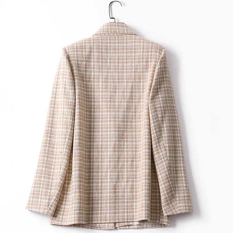 Women Clothes Single Buckle Lapel Windbreaker Lattice Suit Collar Jacket Long Sleeve New Autumn Simple Women Suit Jacket