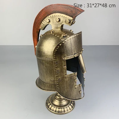 1915-Gold Винтажный Европейский шлем римского воина статуя Терракотовая воин Спарта воин металлическая Броня железные аксессуары для украшения дома - Цвет: 1915-Gold