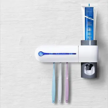 

New UV Light Ultraviolet Toothbrush Sterilizer Toothbrush Holder Automatic Toothpaste Squeezers Dispenser Home Bathroom Set