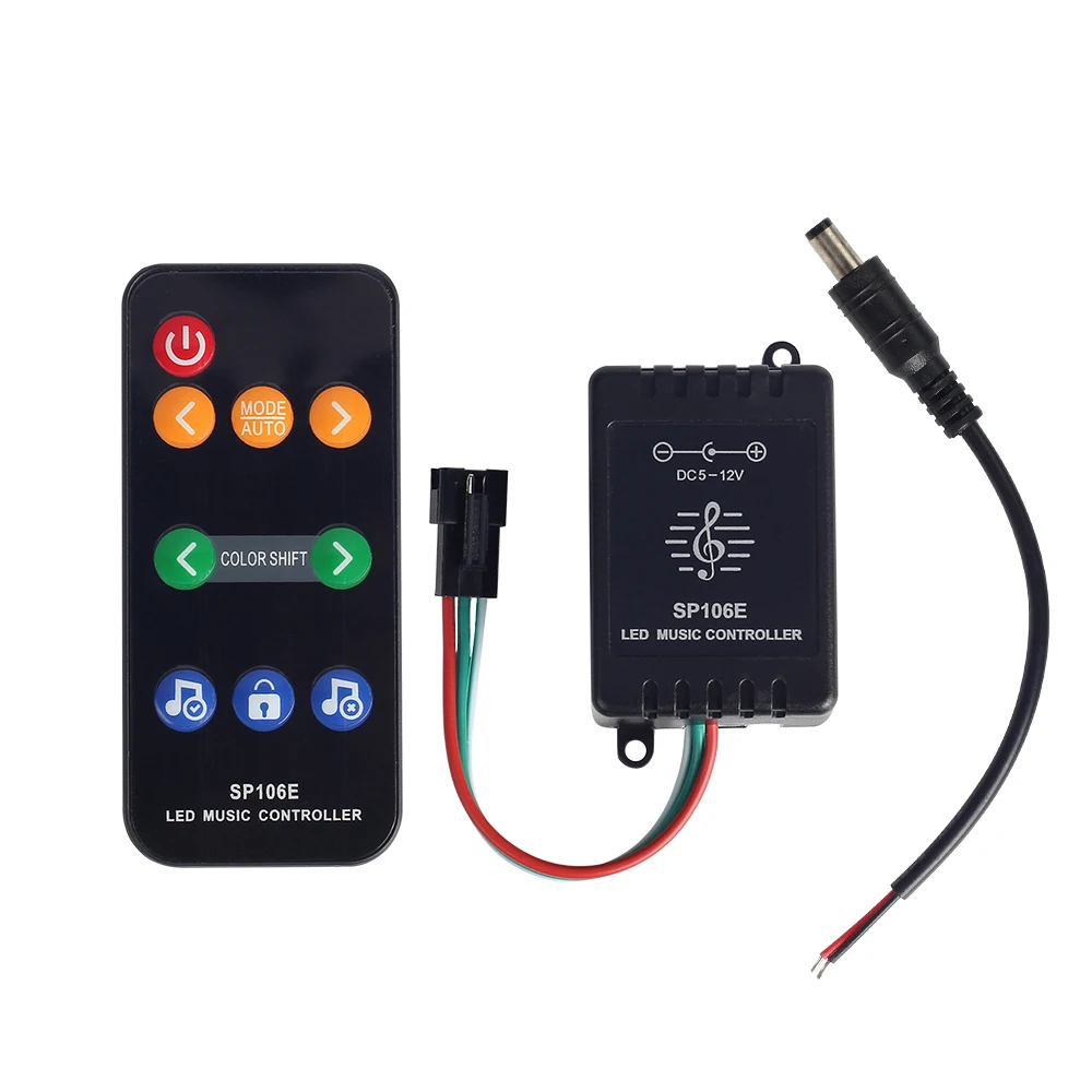 

DC5-12V SP106E 9keys music Controller for DC5V-12V WS2811/WS2812B/6812/1903/6803 Magic LED tape digital colorful music control