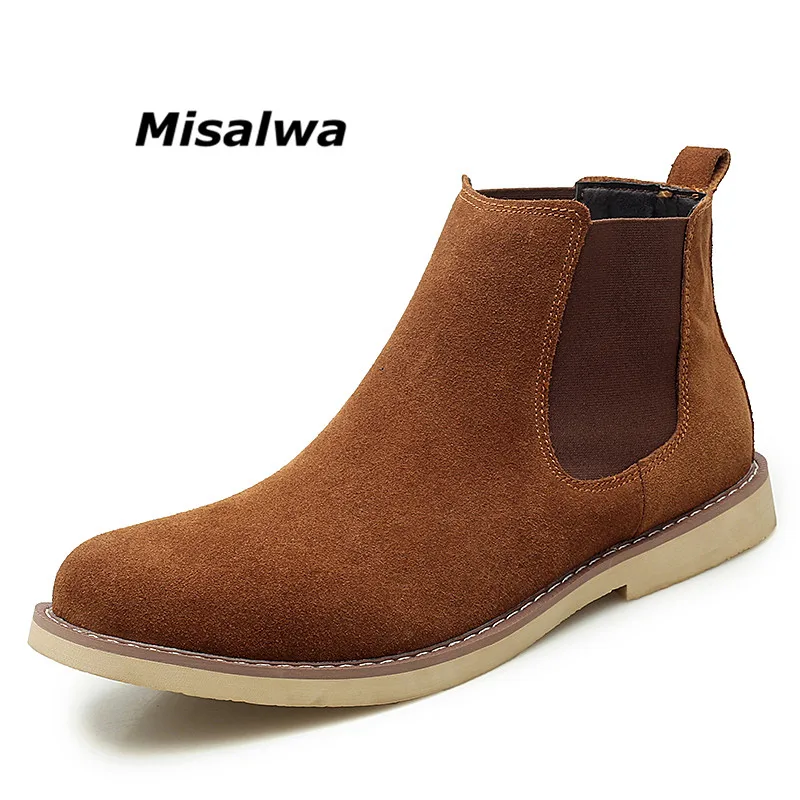 

Misalwa Dropshipping Suede Leather Men Chelsea Boots Plus Size 37-47 Casual Winter Spring Warm Men Snow Boots Gentleman Shoes