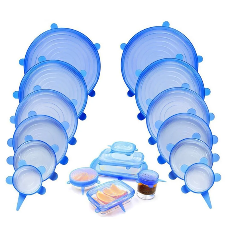 

6PCS Silicone Stretch Lids Universal Silicone Food Wrap Bowl Pot Lid Silicone Cover Pan Cooking Kitchen Accessories