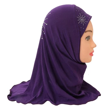 H042 beautiful small girl hijab with stones cute scarf hats women's caps can fit 2-5 years old girls muslim headscarf