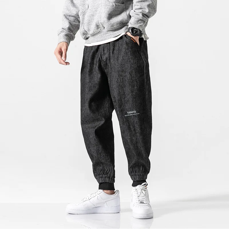 Japanese Style Fashion Men Jeans High Quality Blue Black Loose Fit Harem Jeans Men Cargo Pants 4