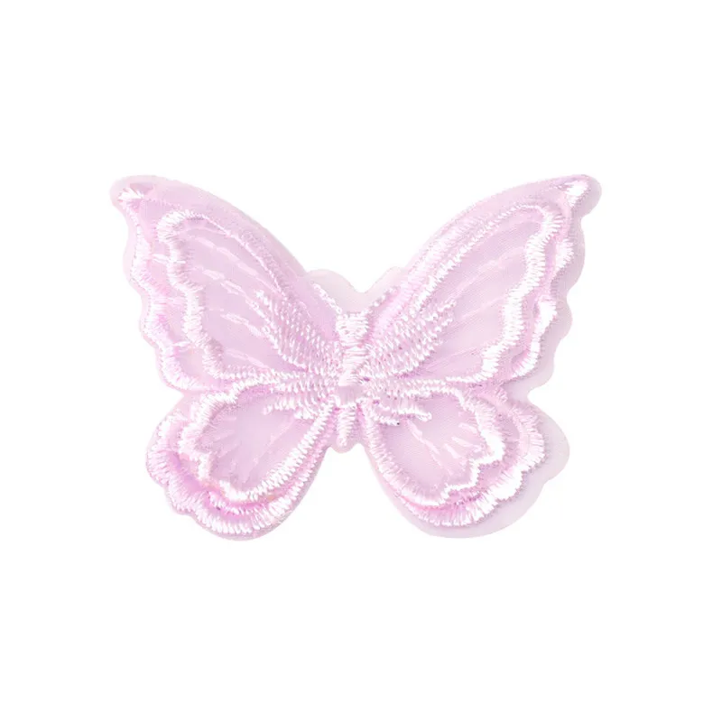 20PCS/Lot 3D Double Layer Organza Embroidery Big Butterfly Applique Fabrics DIY Wedding Headdress Sewing Garment Accessories images - 6