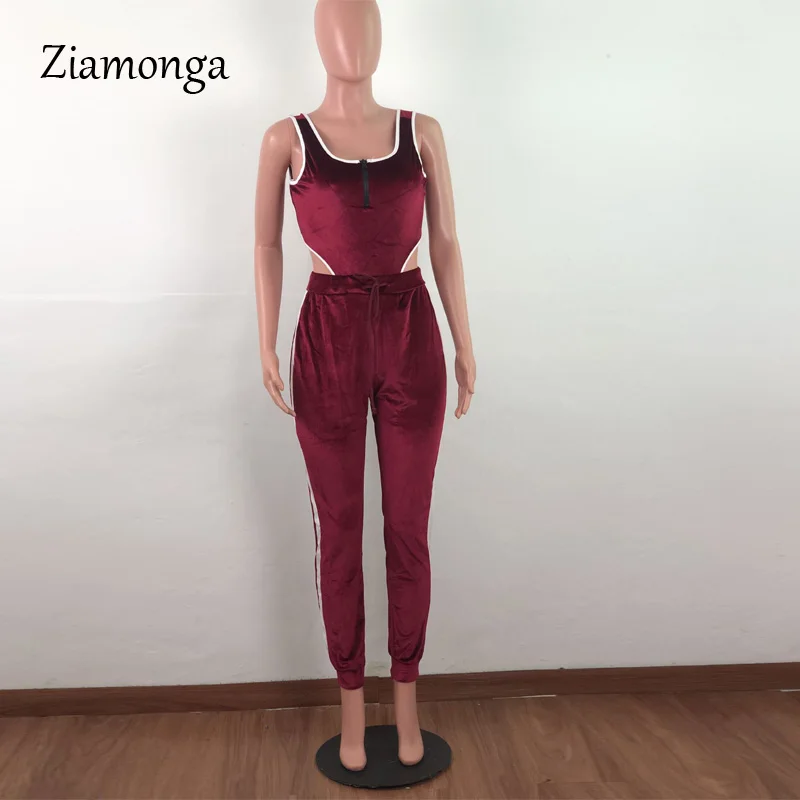 Ziamonga, синий велюровый комбинезон, 2 предмета, наряды для женщин, Модный комбинезон, вельветовый комбинезон, осень, Прямая поставка