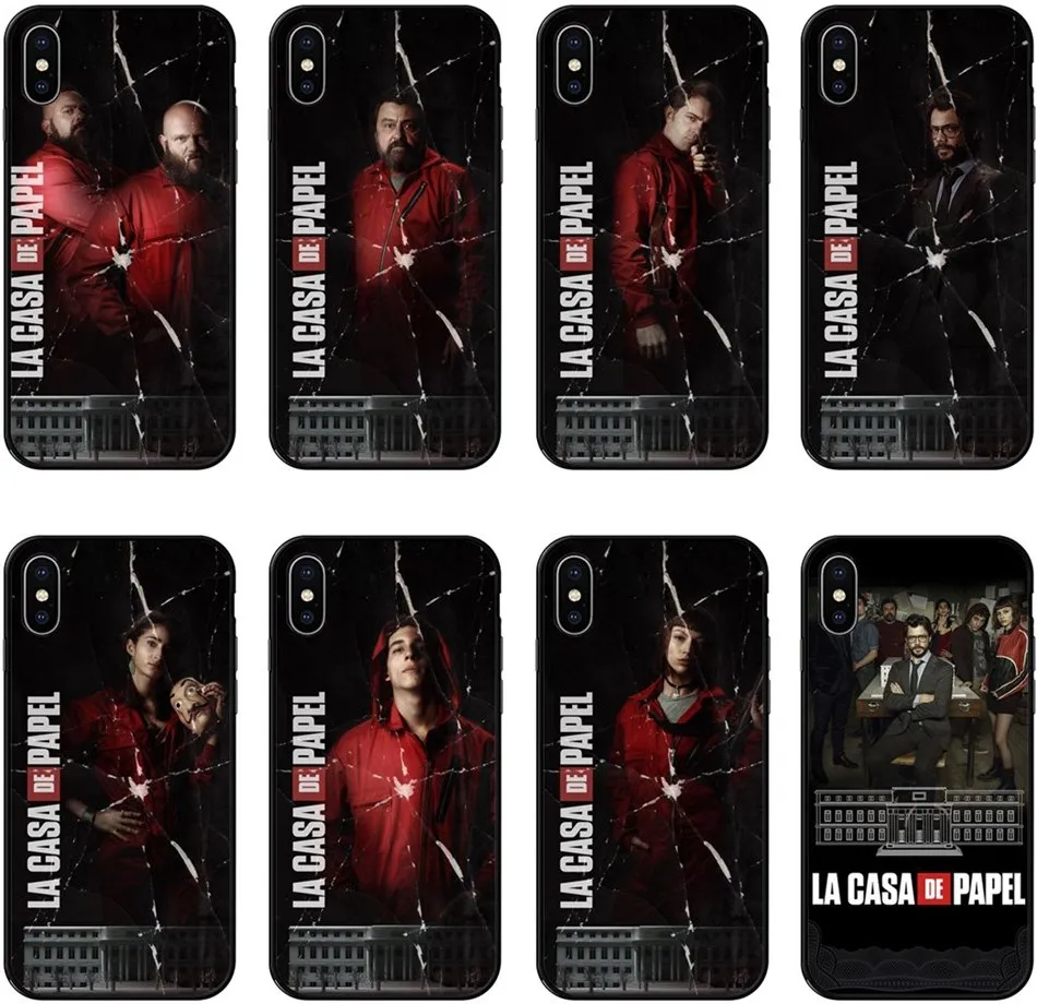 

Spanish TV la casa de papel Case For iPhone X 10 Soft TPU Phone Case For iPhone 6 6S 7 8 Plus XS MAX XR black silicone Case