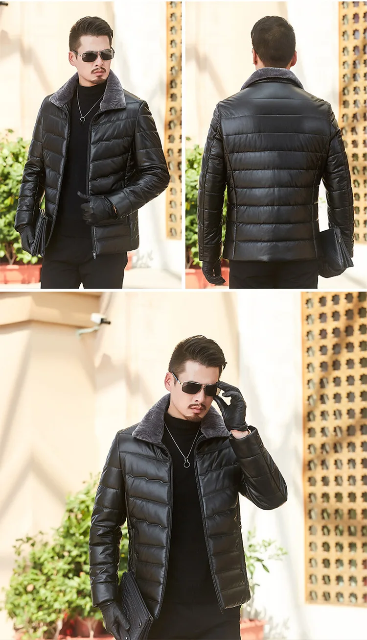 Зимняя мужская куртка, новинка, толстая, из искусственной кожи, мужская, деловая, повседневная, ветрозащитная, теплая, с отворотом, на молнии, мужская куртка