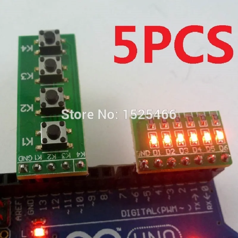 5 шт. LED + кнопочный комплект для макетной платы Arduino UNO MEGA2560 Pro mini nano due Raspberry Pi Teensy++ ARM