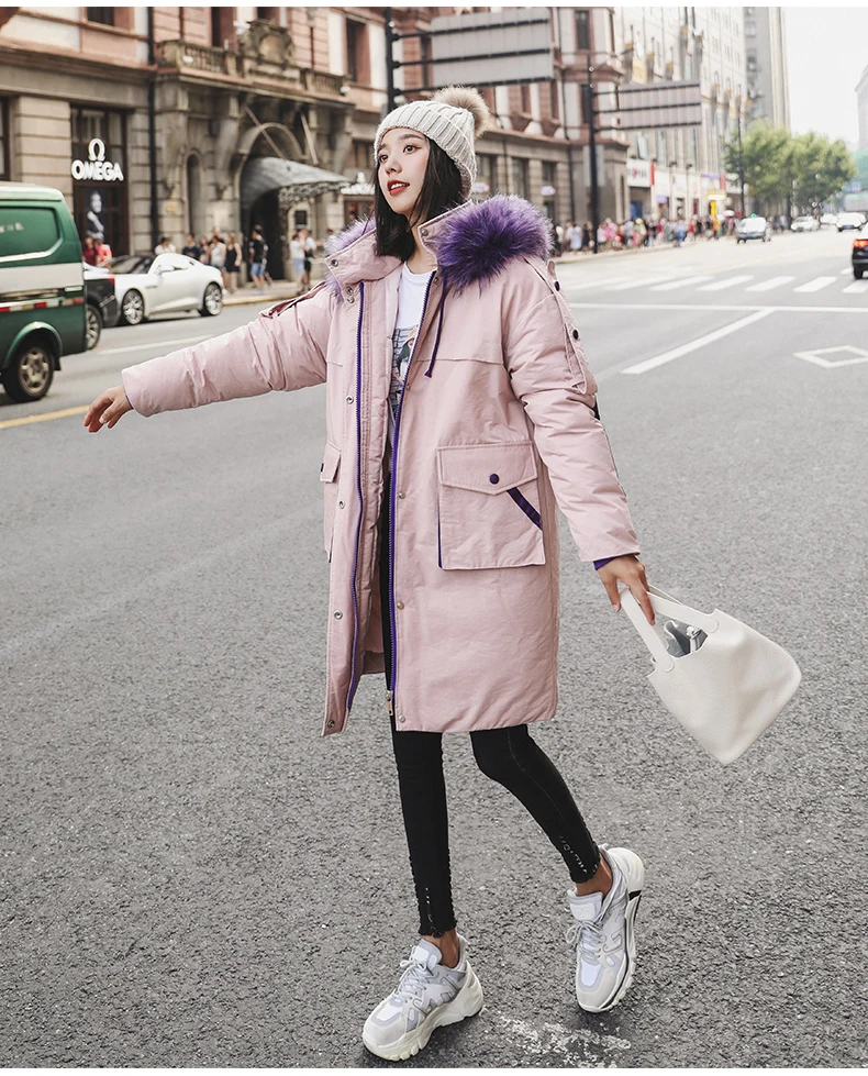 New Nice Cotton Coat Loose Long Down Cotton Jacket Thickening Hooded Jacket With High Quality