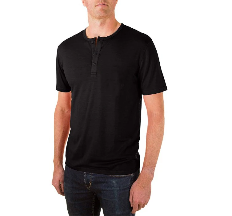 Мужская футболка Хенли из мериносовой шерсти, мериносовая шерсть, мужская спортивная футболка для бега, походов, улицы, Влагоотводящая, размер s-xl, Черная