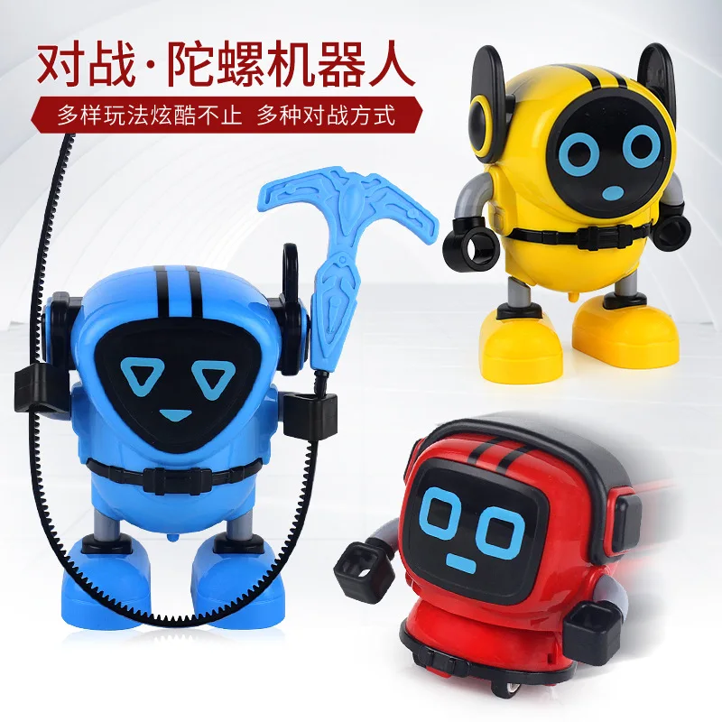 

Creative Children Game Spinner Robot Double Battle-in-Rotating Inertia Small Q Stunt Gyro Toy