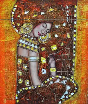 

Handmade Gustave Klimt Style Painting Reproduction Famous Artist Canvas Painting Hand-Painted Canvas Wall Art Living Room