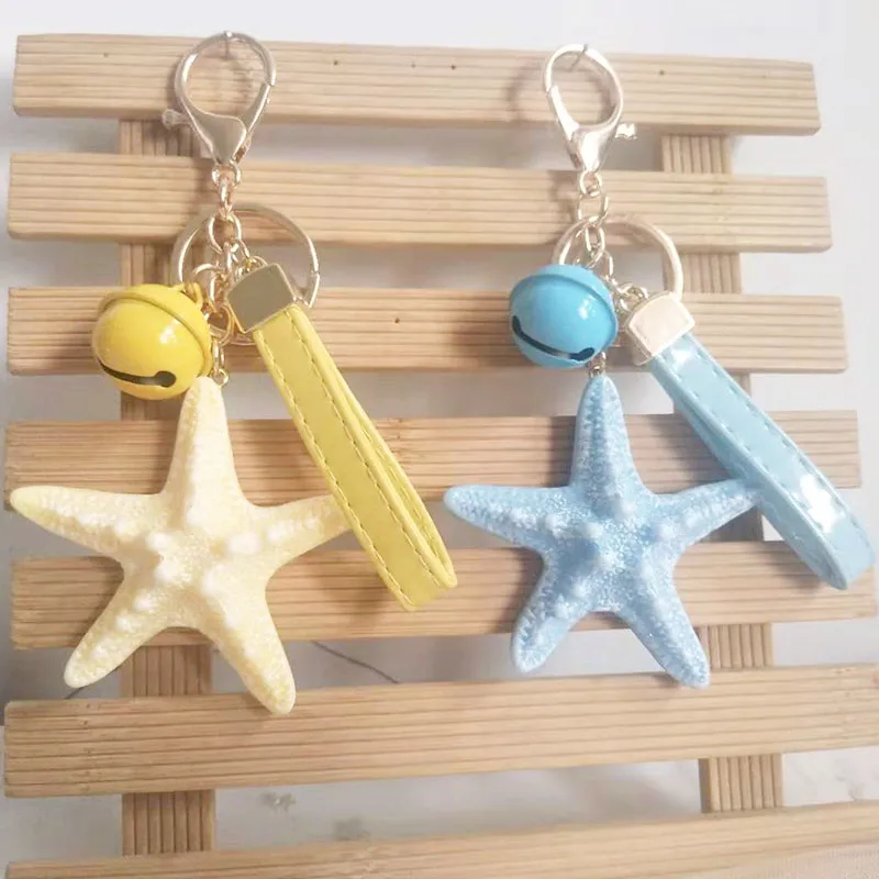 

Fancy&Fantasy Cartoon Sea World Starfish Pearl Shell Keychain Women Key Chain Cute Girl KeyRing Starfish Keychain Women Gift