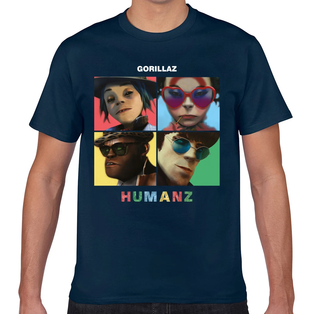 Футболка мужская с принтом gorillaz humanz хлопковая рубашка в стиле Харадзюку лето |