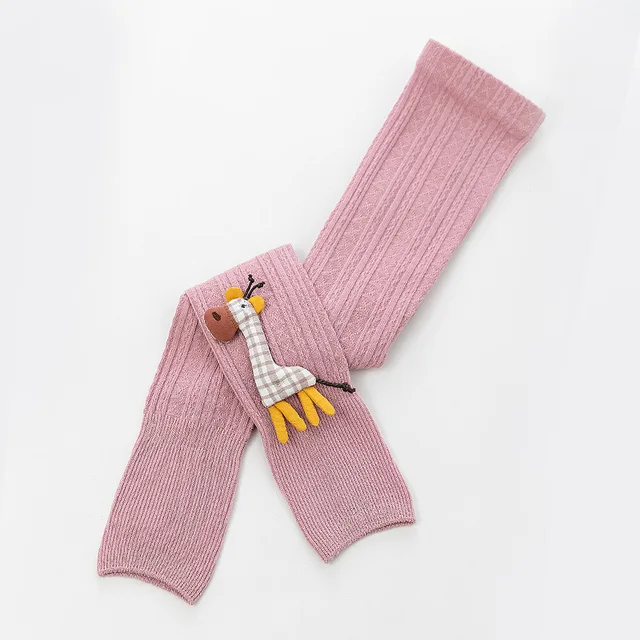 1 to 8 Years Spring Autum Cute Deer Girl Trousers High Quality Cotton Girls' Leggings Soft Knitted Pants for Children's Legging Pink