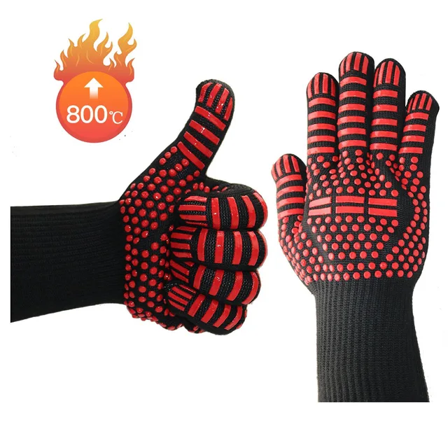 2Db Tűzálló Kesztyű Barbeque Kevlar 500 Fokos Bbq Égésgátló Sütő Hőszigetelő Mikrohullámú Sütőhez - Image 5
