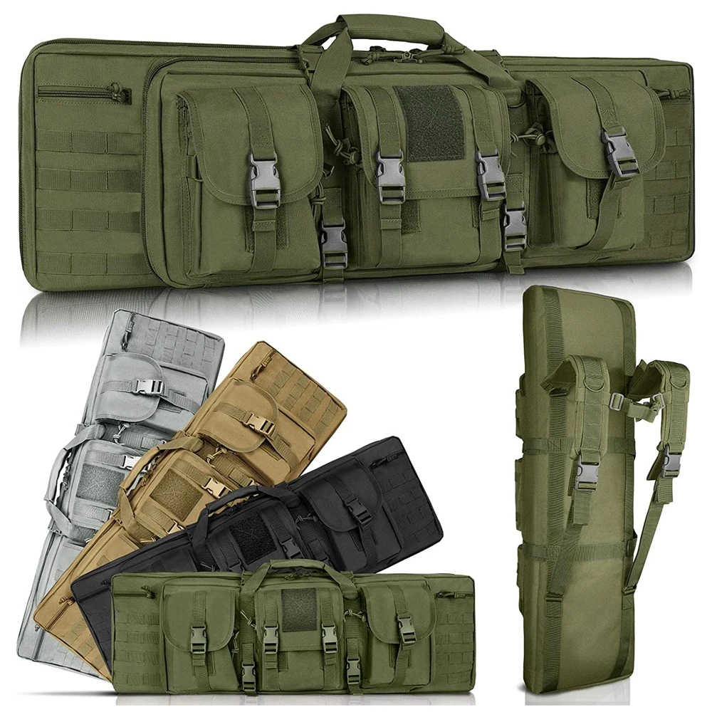 Polyester Double Carbine Soft Case Double Long Rifle Case Pistol Gun Bag 36/42 Inch Water Dust Resistant Long Gun Case Bag For Hunting Shooting Range Sports Storage And Transport,Black-42in/107cm