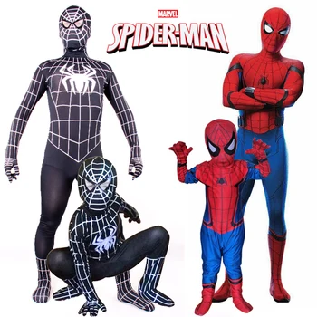 

Spiderman Homecoming Costume New Kids Teen Boys Superhero Cosplay Spandex Full Body Zentai Suit Black Spiderman Child Costume