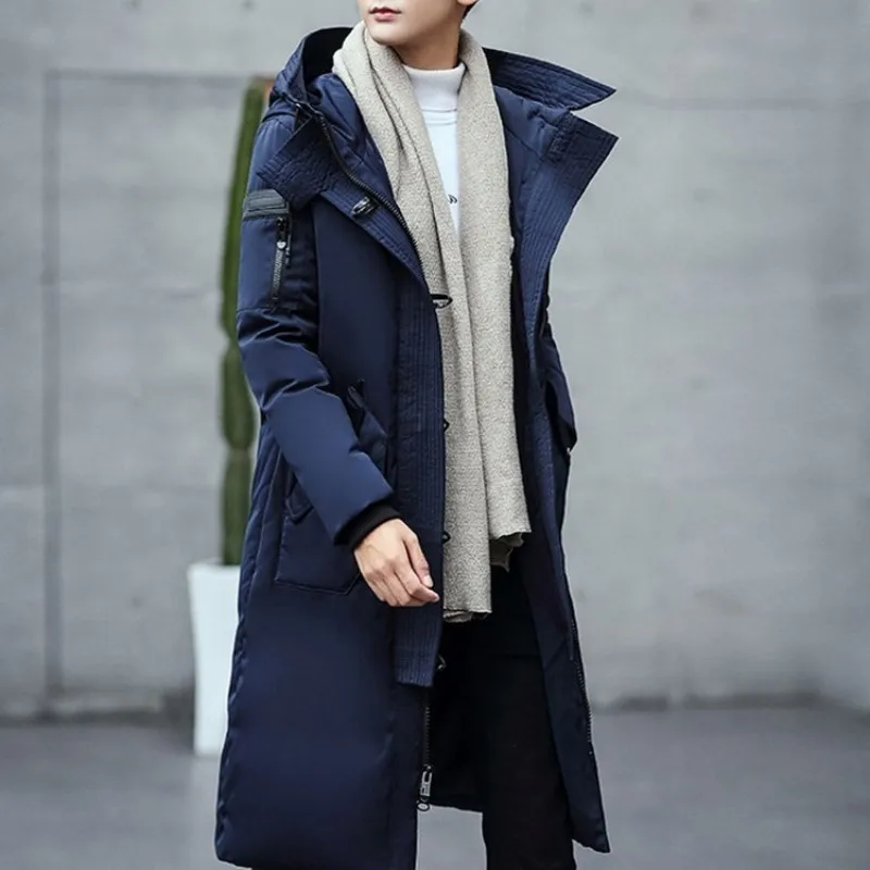 Новинка 2020 зимняя мужская длинная пуховая куртка модная однотонная Толстая