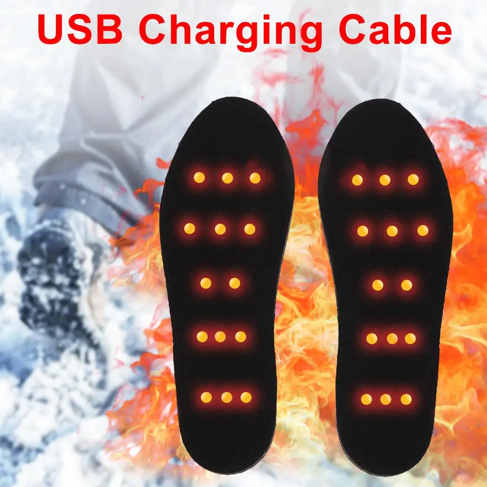 1 пара USB обувь с подогревом удобные мягкие ворсовые электрические Обогреваемые стельки для обуви зимние спортивные стельки для утепления ног
