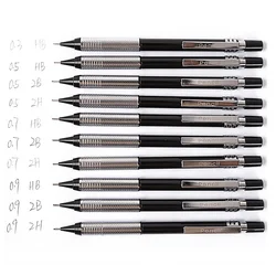 Crayon automatique en métal 0.3 0.5 0.7 0.9mm, noyau de crayon remplaçable 2B HB 2H plomb, fournitures de papeterie scolaires et de bureau 