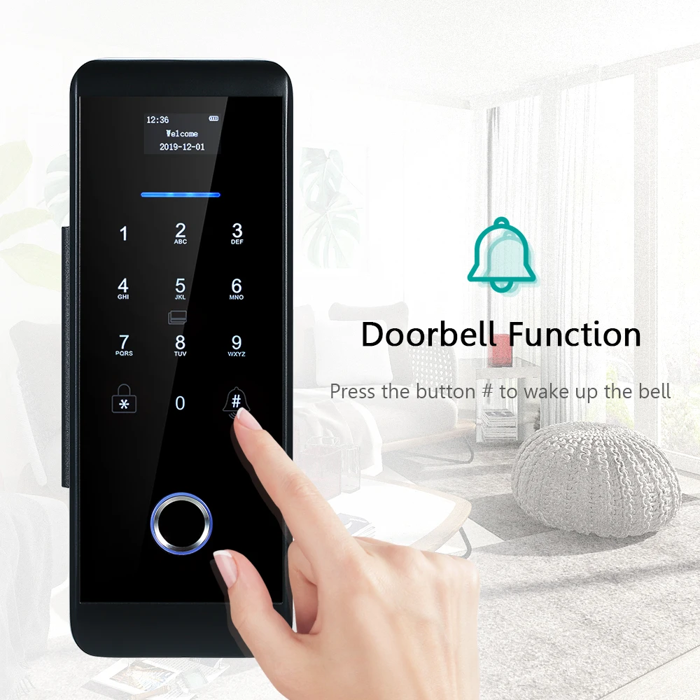 

Smart Fingerprint Lock 5-Way to Unlock Intelligent Doorbell Attendance Device Anti-peep Anti Decode Touchscreen for Left & Right