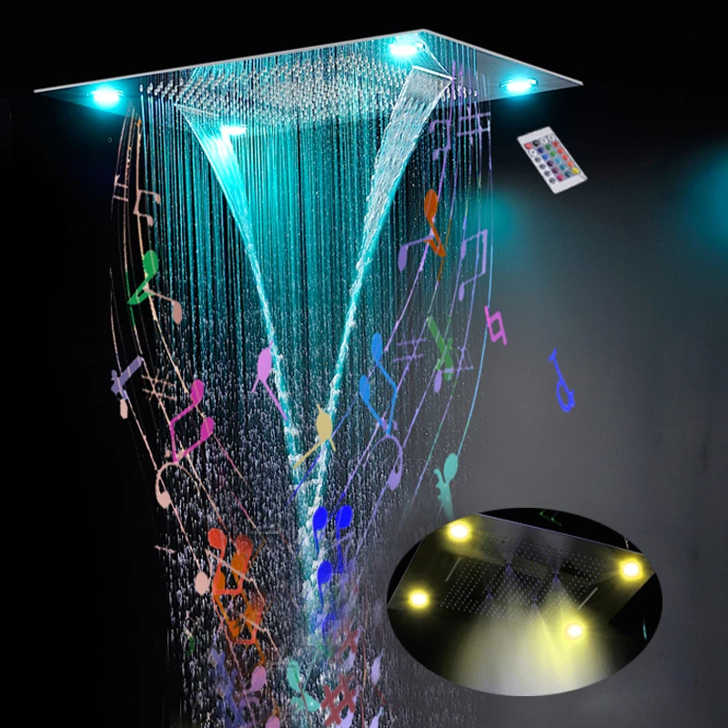 large size shower head bluetooth music bathroom shower panel 600x800mm