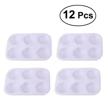 

12pcs Creative Plastic Square Six Hole Watercolor Water Palette Mixing Trays (White)
