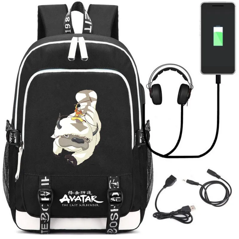 Тканевый рюкзак Avatar The Last Airbender школьная сумка с USB зарядкой Детская музыка