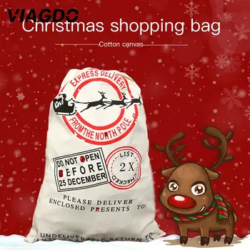 

Gift Bag Christmas Canvas Gifts Bag for Kids Drawstring Candy Ornament Festival Decor Holidays Cotton Portable