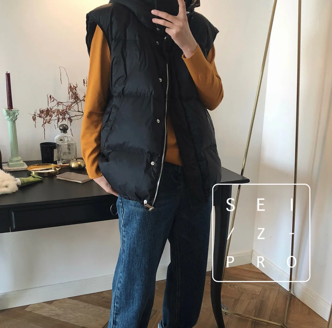 Winter New South Korea 90% White Goose down Vest down Coat Short Thick Loose-Fit Hooded Vest Women's