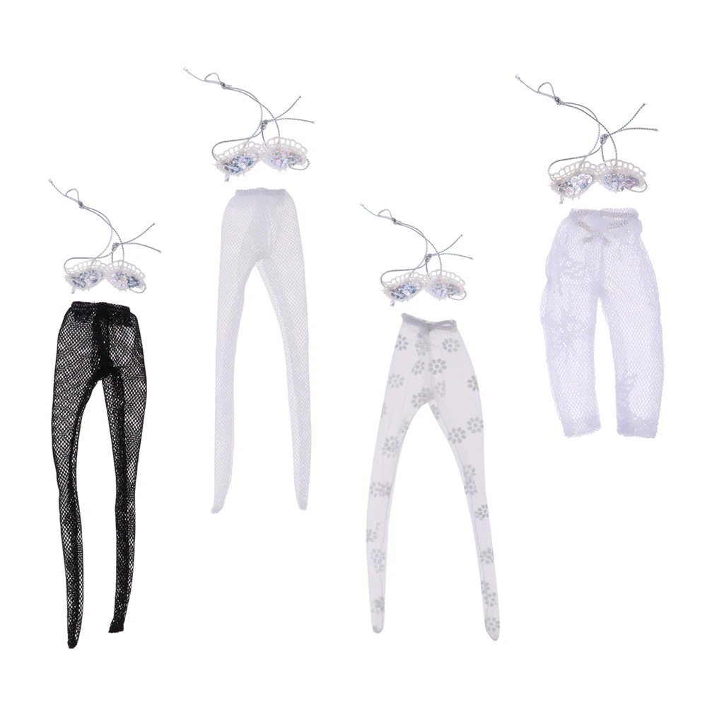 4 Set Doll Garments Sweet Tops & Lace Fishnet Panty-Hose Stocking Shorts For  Dolls Dress Up