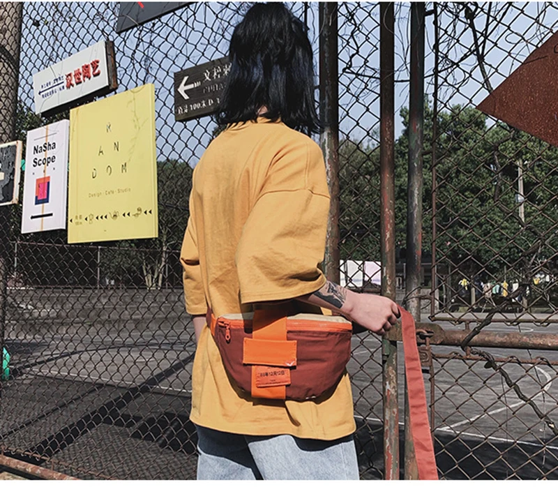 Новая поясная сумка унисекс тренд поясная сумка нагрудные сумки хип-хоп стиль банановые пакеты бум пакет Холщовый материал сумка через плечо сумка