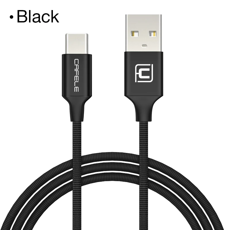 USB-C кабель для Xiaomi A1 type C кабель для зарядки и передачи данных usb type C нейлоновый тканый USB кабель для samsung S8 - Цвет: Черный