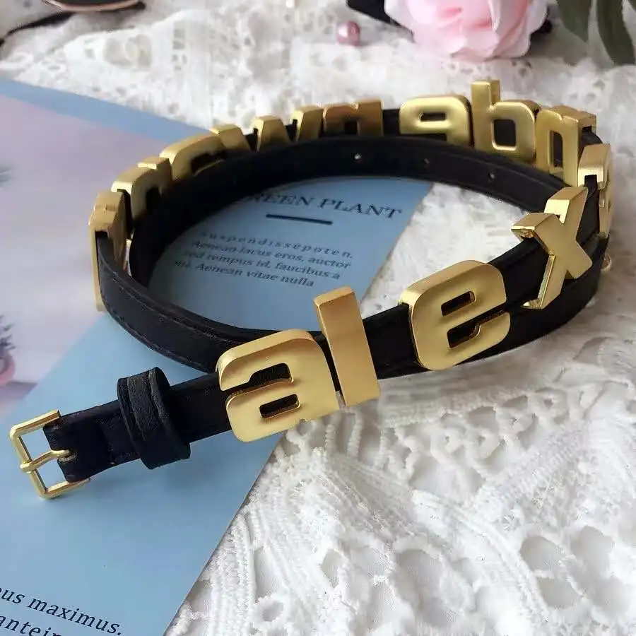 

2020 Women Letter Belt Wild Joker Decorate Metal Letters Girdle Black Belt Designer PU luxury A2