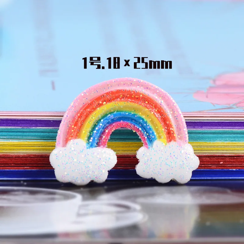 10pcs Cute Dollhouse Cartoon Resin Rainbow Angel Wing Unicorn Flatback Cabochon DIY Scrapbooking Decorative Craft Making