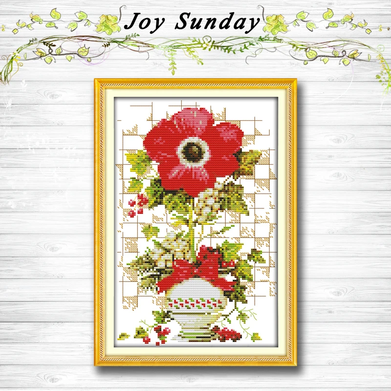 

Sunflower pot poppy beautiful painting dmc 14CT11CT counted cross stitch kits embroidery set Needlework Set chinese cross stitch