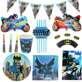

Superhero Batman Party Supplies Boys Birthday Favor Decorations Disposable Tableware Balloon Napkin Paper Plate Cup Gift Bag