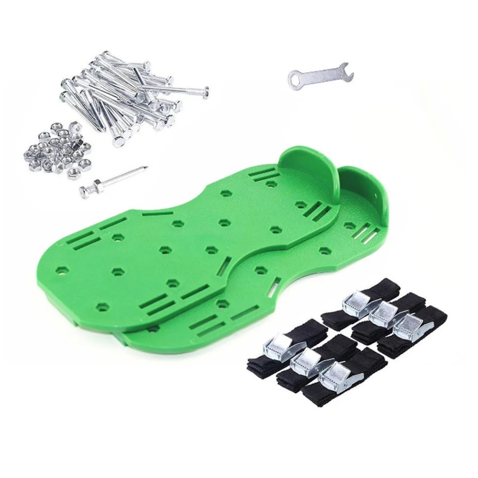 Universal Seed Disseminator Lawn Aerator Shoes Sandals Grass Spikes Nail Cultivator Yard Garden Tool - Цвет: green 3 Strap