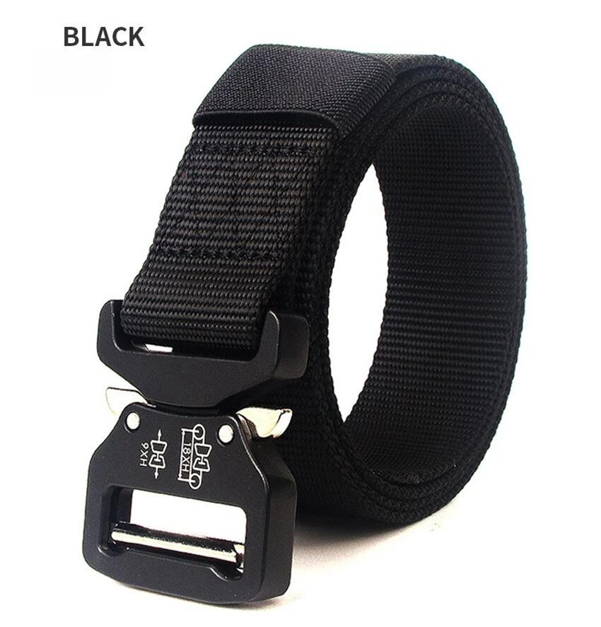 Belts For Men Male Canvas Military Tactical Belt Buckle For Jeans Quick Release Buckles Trousers Casual Nylon Black Waist Belts