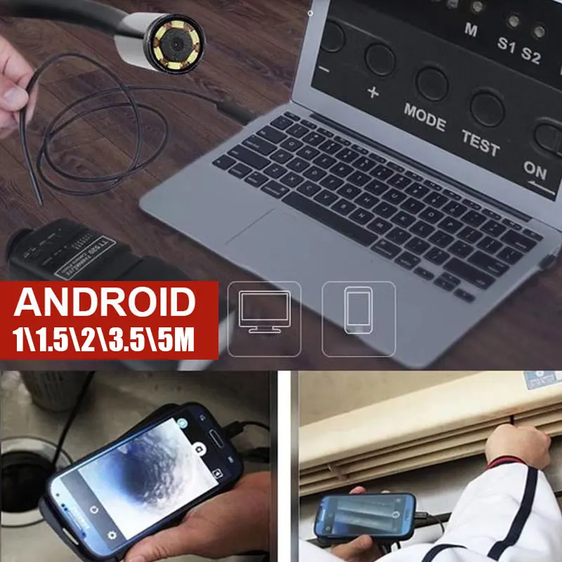 

3 in 1 8mm Computers Monitoring Ear Spoon Borescope Handheld Endoscope Metal Plastic Photos Mobile Phones Endoscope