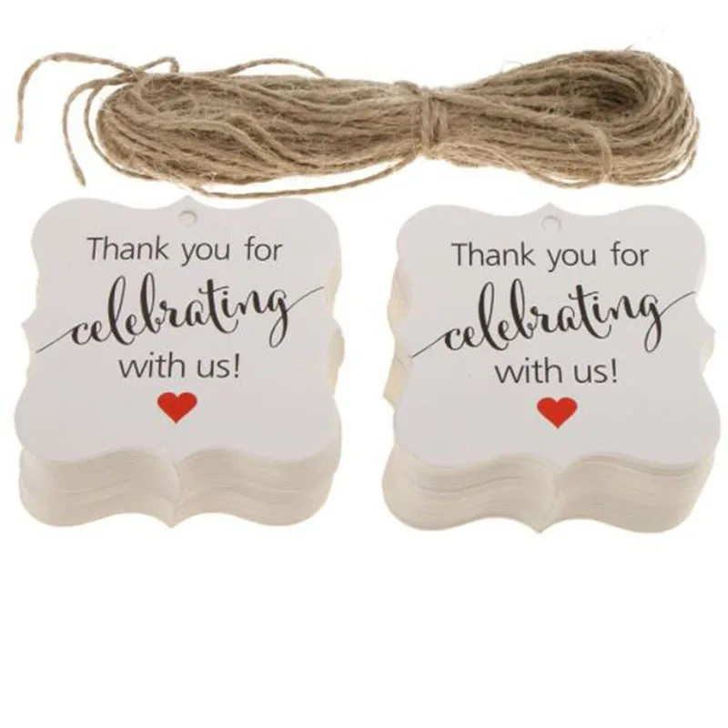  100 Pcs/pack Thank You DIY Craft for Celebrating With us Gift Tags Hanging Labels for Engagement De - 4000161773077