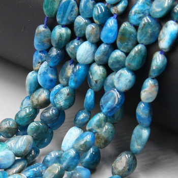 

6-10mm Natural freeform Blue Apatite pebble Stone Beads Loose Stone Spacer Beads For Jewelry Making DIY Bracelet 15''Strand/Inch