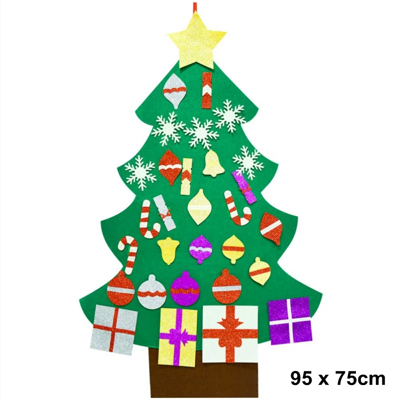 DIY Christmas Tree Kids DIY Felt With Ornaments Freely Paste Wall Hanging Christmas Trees Kids Tollder Felt Christmas Gifts - Цвет: 95 x 75cm