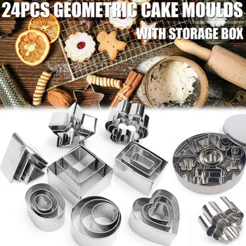 

2-4cm 24Pcs/lot Stainless Steel Pottery Clay Tools Geometry Round Square Ceramic Polymer Clay Cutter Molds Handmade Tools